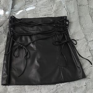 French Kiss Black Faux Leather Mini Skirt